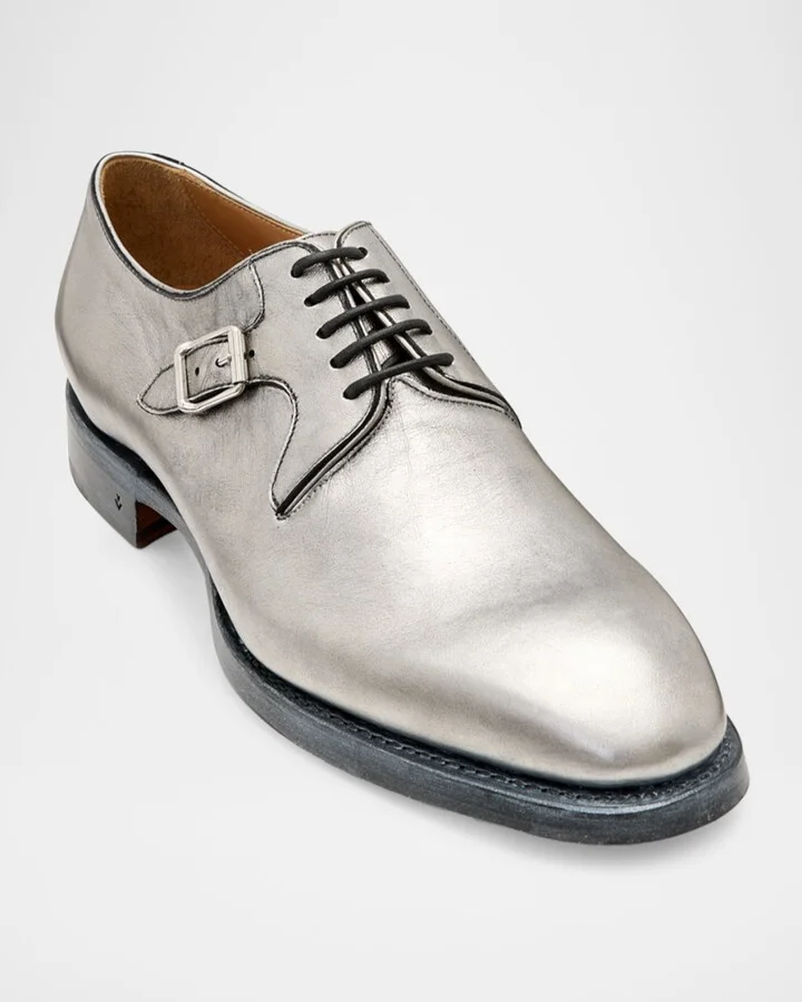 Men's Regent Deco Foil-Coated Leather Derby Shoes - Image 2