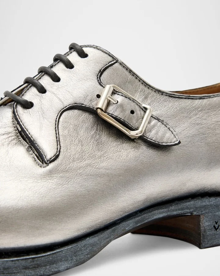 Men's Regent Deco Foil-Coated Leather Derby Shoes - Image 3