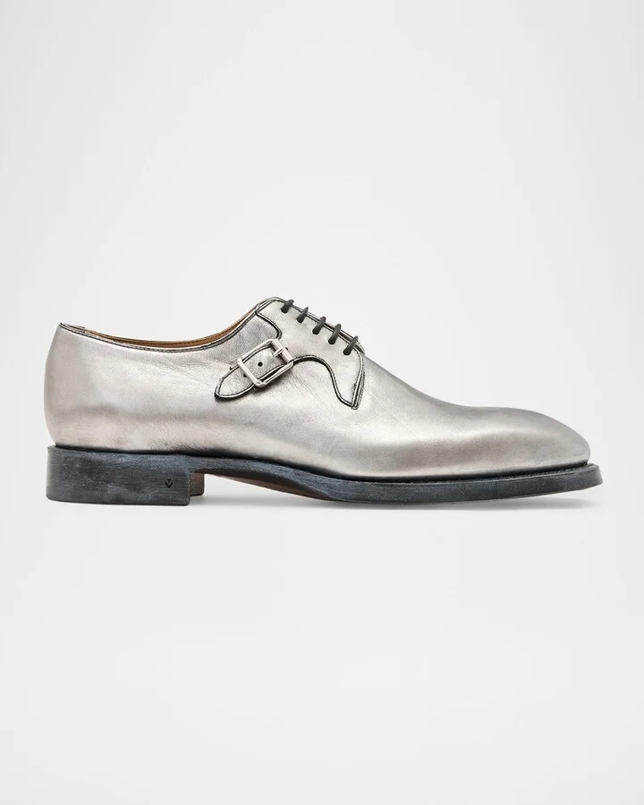 Men's Regent Deco Foil-Coated Leather Derby Shoes