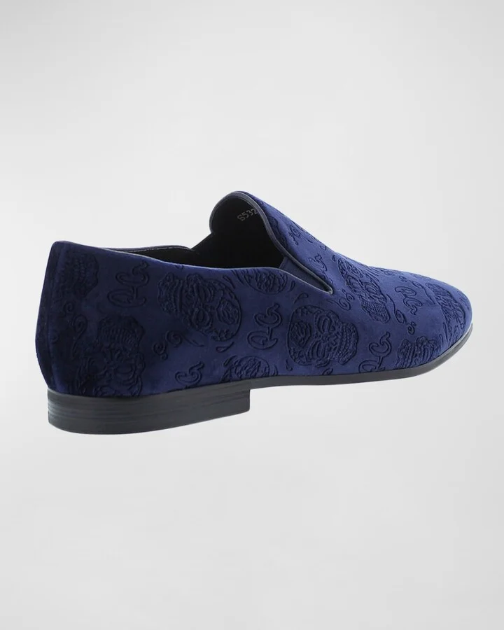 Men's Renegade Skull-Embossed Velvet Loafers - Image 4