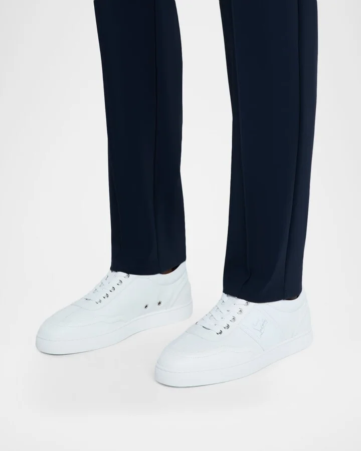 Men's Retero Grained Leather Low-Top Sneakers - Image 2