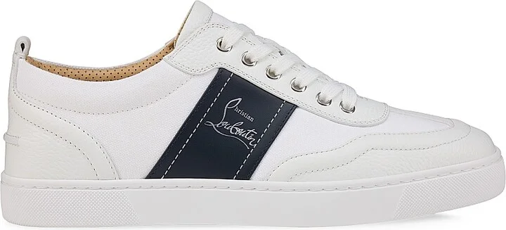 Men's Retero Leather Low Top Sneakers - White Navy - Size 6.5