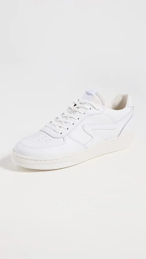 Men's Retro Court Sneakers, White White Lace Up leather Shoes