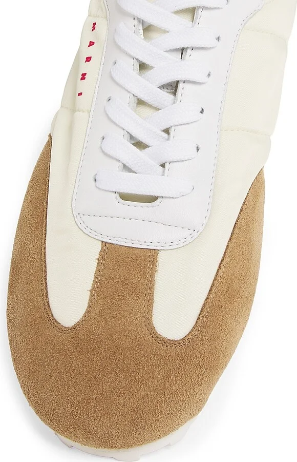 Men's Retro Suede-Detailed Sneakers - Off White - Size 8 - Image 4