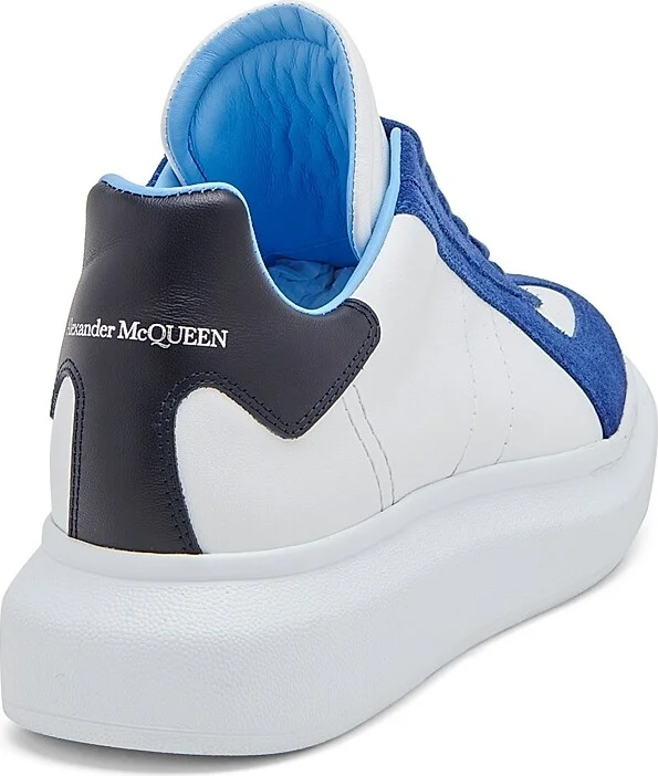 Men's Retro Suede & Leather Low-Top Sneakers - Blue White Navy - Size 6 - Image 3