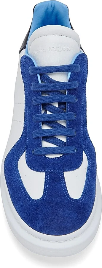 Men's Retro Suede & Leather Low-Top Sneakers - Blue White Navy - Size 6 - Image 4