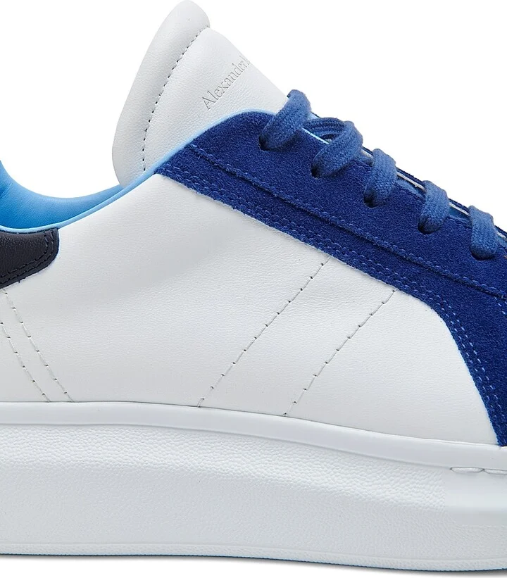 Men's Retro Suede & Leather Low-Top Sneakers - Blue White Navy - Size 6 - Image 5