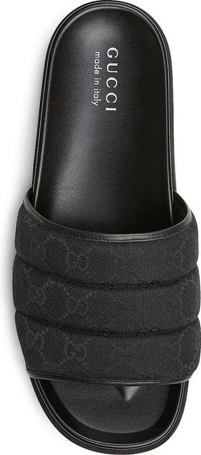 Men's Rhein GG Canvas Slide Sandals - Black - Size 14 - Image 4