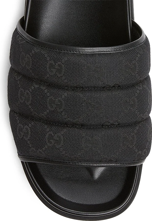 Men's Rhein GG Canvas Slide Sandals - Black - Size 14 - Image 5