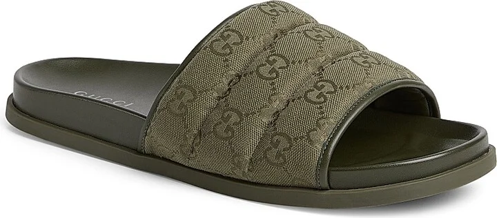 Men's Rhein GG Canvas Slide Sandals - Black - Size 14 - Image 6