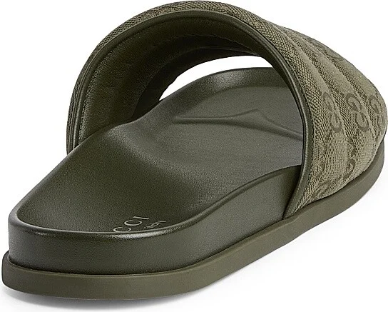 Men's Rhein GG Canvas Slide Sandals - Black - Size 14 - Image 7