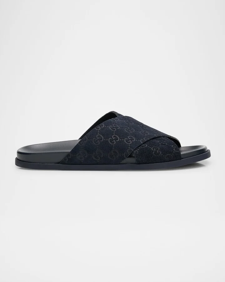 Men's Rhein GG Suede Crisscross Side Sandals