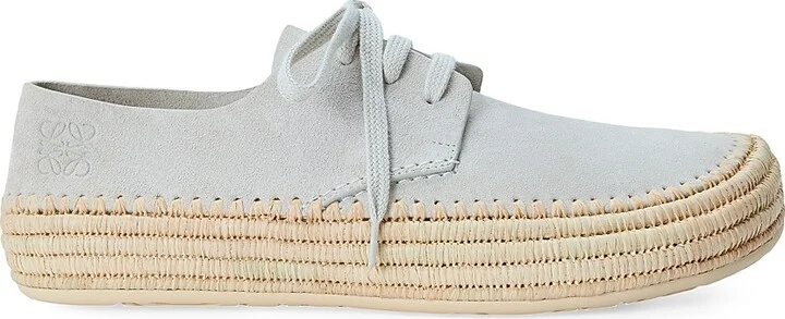 Men's Rio Suede Lace-Up Espadrilles - Light Grey - Size 7