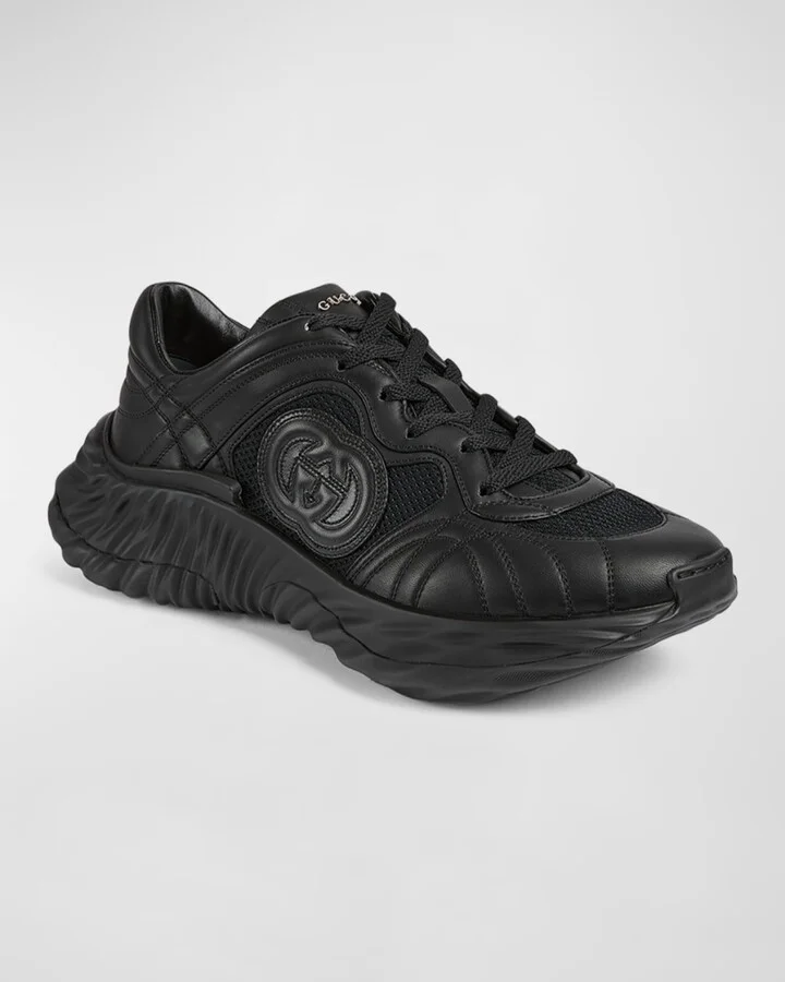 Men's Ripple Mesh and Leather Low-Top Sneakers - Image 2