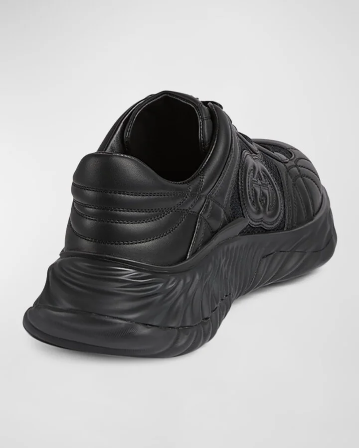 Men's Ripple Mesh and Leather Low-Top Sneakers - Image 3