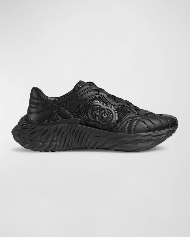 Men's Ripple Mesh and Leather Low-Top Sneakers