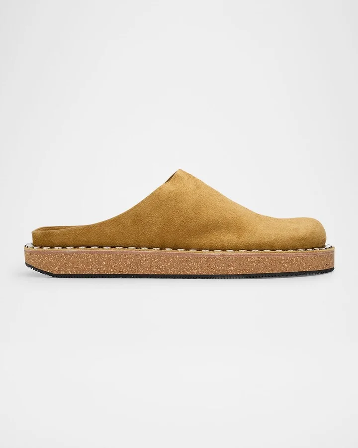 Men's Rivet Calfskin Suede Mules