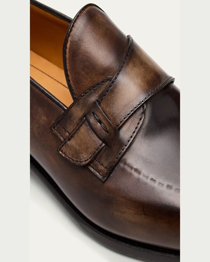 Men's Riviera Reverse Stitch Leather Penny Loafers - Image 4