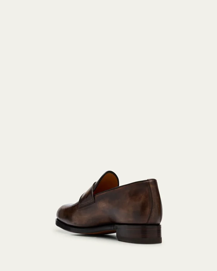 Men's Riviera Reverse Stitch Leather Penny Loafers - Image 7