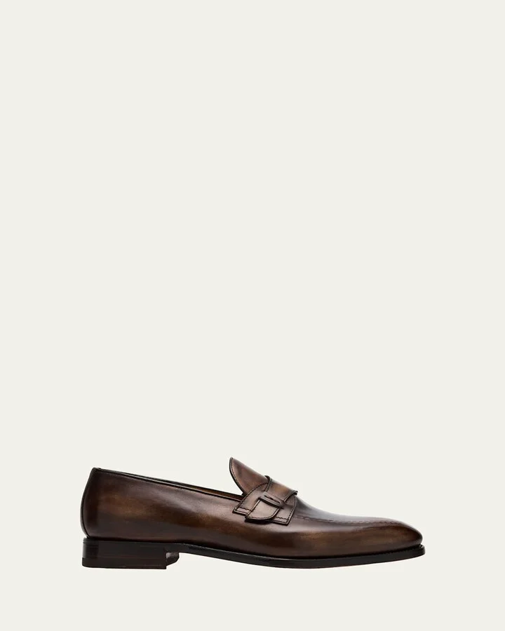 Men's Riviera Reverse Stitch Leather Penny Loafers