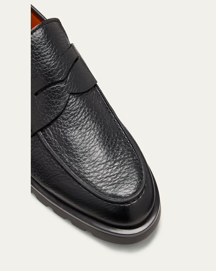 Men's Rock Deerskin Lug-Sole Penny Loafers - Image 3