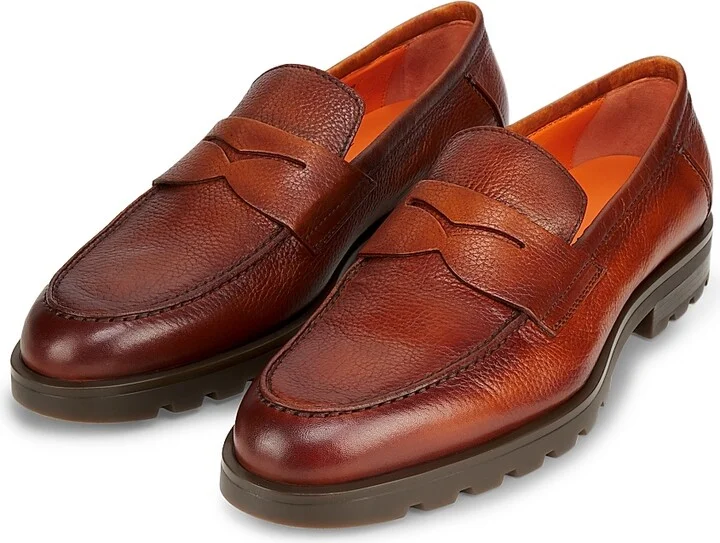 Men's Rock Leather Penny Loafers - Brown - Size 7 - Image 2