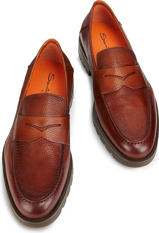 Men's Rock Leather Penny Loafers - Brown - Size 7 - Image 4