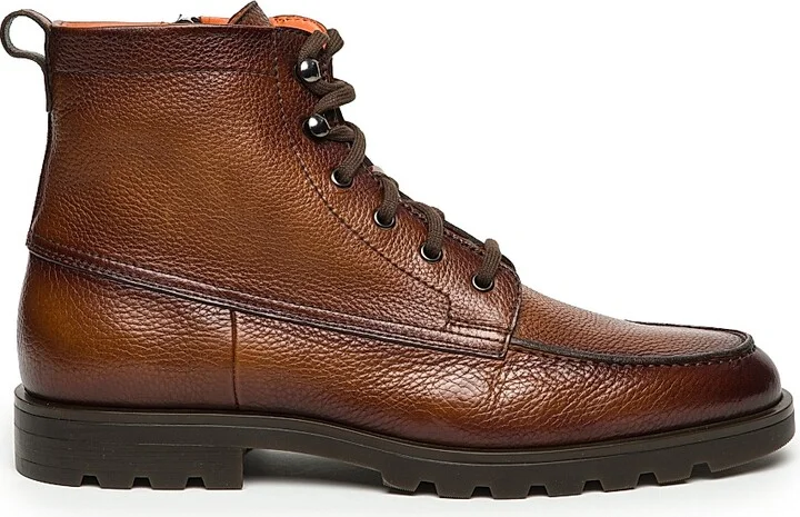 Men's Rock Leather Work Boots - Dark Brown - Size 8