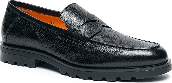Men's Rock Lug Sole Leather Penny Loafers - Black - Size 9 - Image 2