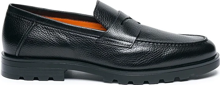Men's Rock Lug Sole Leather Penny Loafers - Black - Size 9