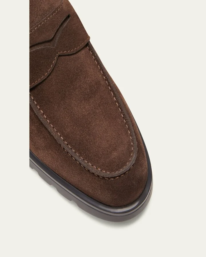 Men's Rock Suede Lug Sole Penny Loafers - Image 4