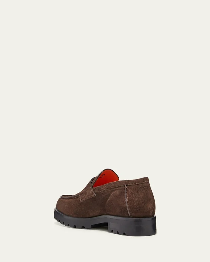 Men's Rock Suede Lug Sole Penny Loafers - Image 8