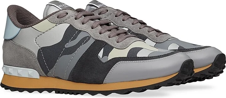 Men's Rockrunner Camouflage Sneakers in Nappa Fabric - Grey Silver - Size 9 - Image 2