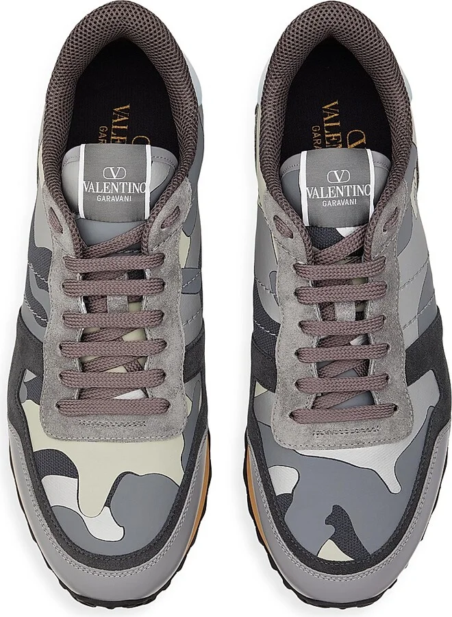Men's Rockrunner Camouflage Sneakers in Nappa Fabric - Grey Silver - Size 9 - Image 4