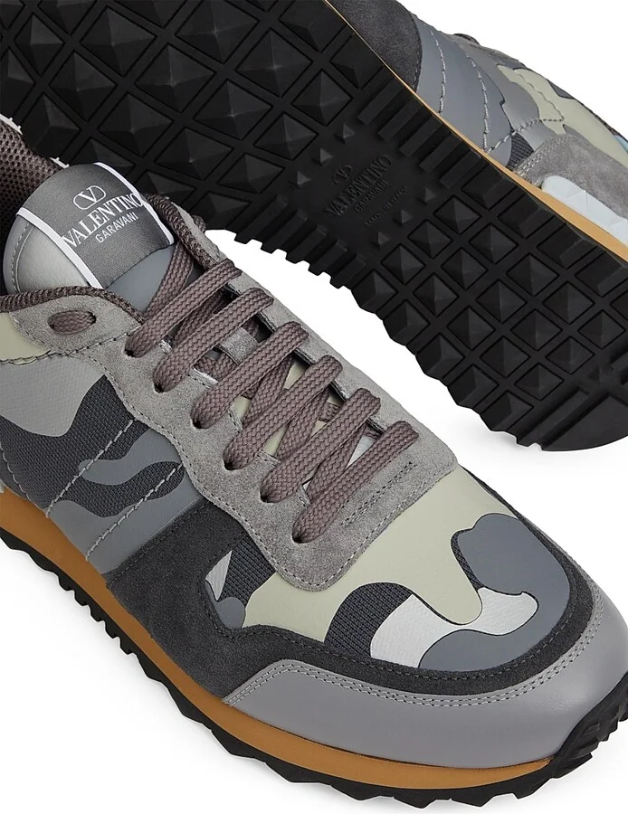 Men's Rockrunner Camouflage Sneakers in Nappa Fabric - Grey Silver - Size 9 - Image 5