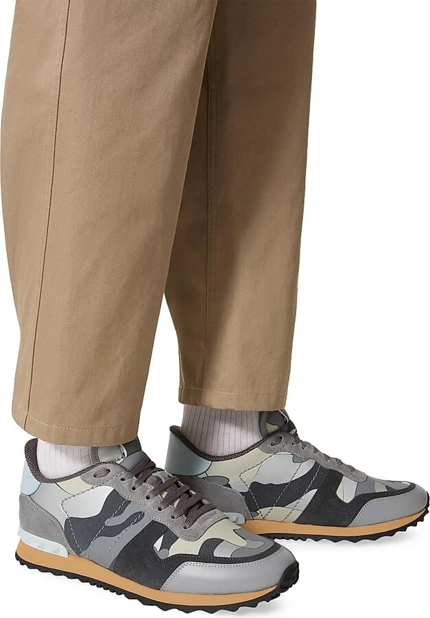 Men's Rockrunner Camouflage Sneakers in Nappa Fabric - Grey Silver - Size 9 - Image 6