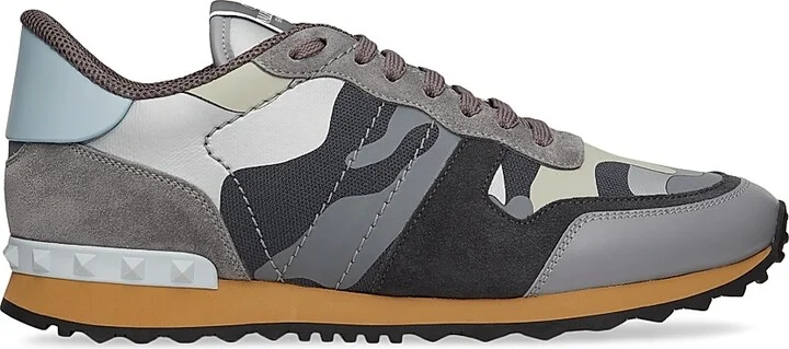 Men's Rockrunner Camouflage Sneakers in Nappa Fabric - Grey Silver - Size 9