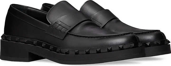 Men's Rockstud M-Way Calfskin Loafers - Black - Size 6 - Image 2