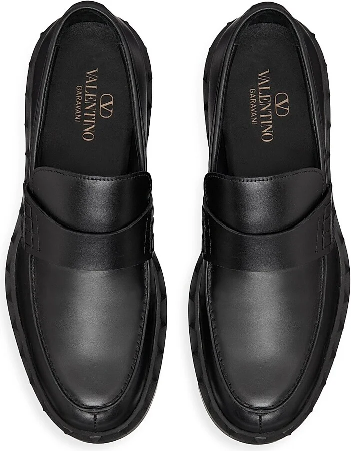 Men's Rockstud M-Way Calfskin Loafers - Black - Size 6 - Image 4