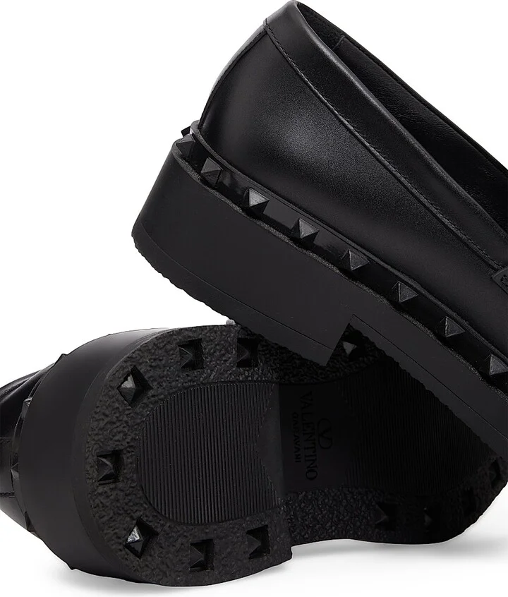 Men's Rockstud M-Way Calfskin Loafers - Black - Size 6 - Image 5