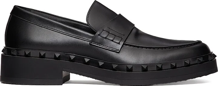 Men's Rockstud M-Way Calfskin Loafers - Black - Size 6