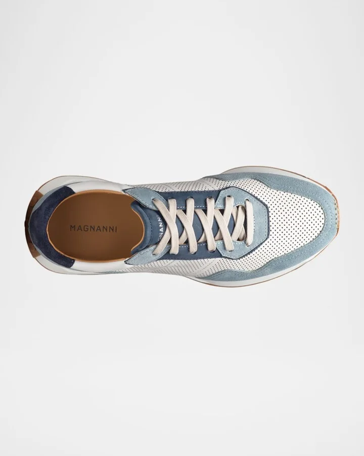 Men's Romero Leather and Suede Runner Sneakers - Image 4