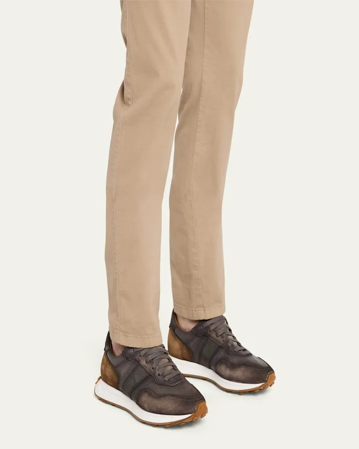 Men's Romero Perforated Leather Runner Sneakers - Image 7