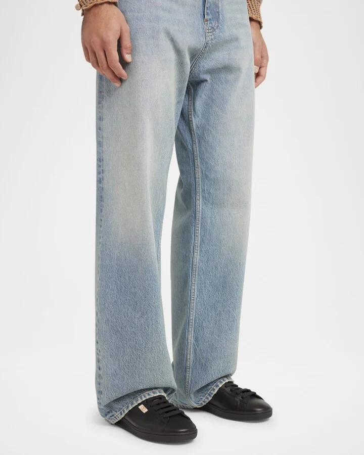 Men's Royco V Logo Calfskin Low-Top Sneakers - Image 3