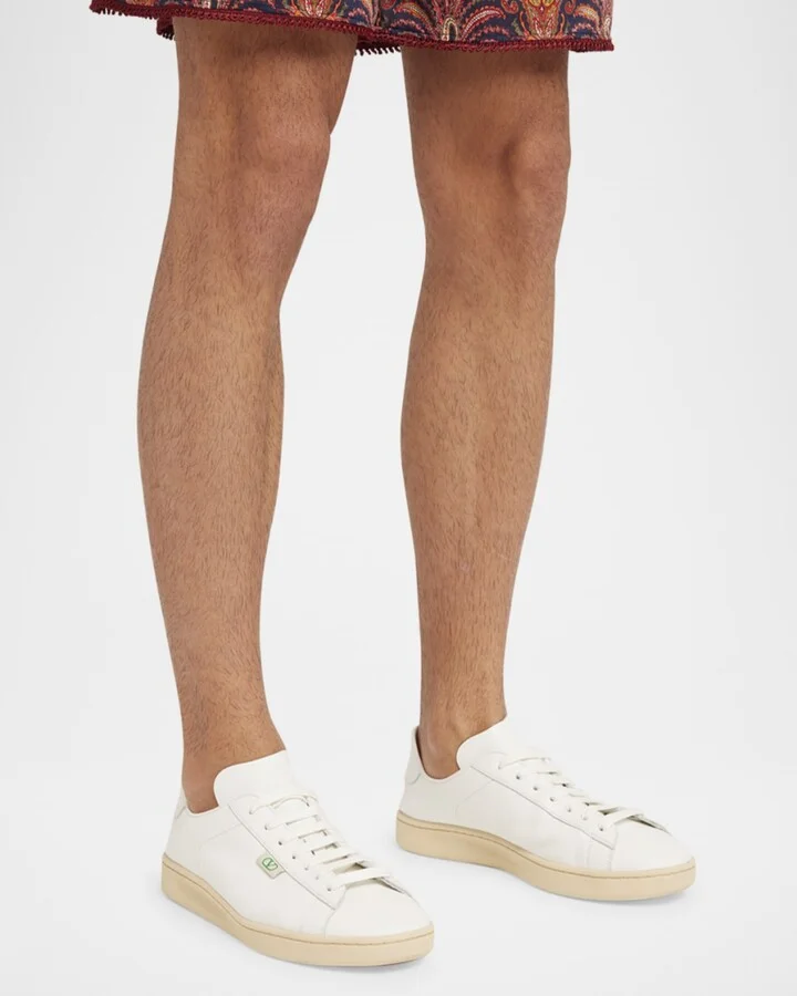 Men's Royco V Logo Calfskin Low-Top Sneakers - Image 10