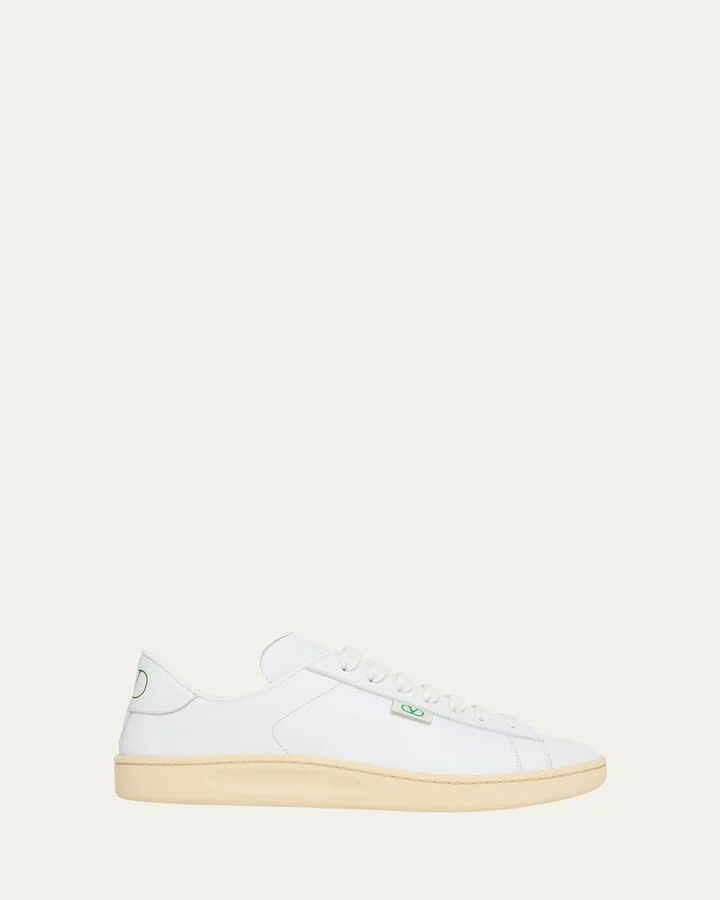 Men's Royco V Logo Calfskin Low-Top Sneakers
