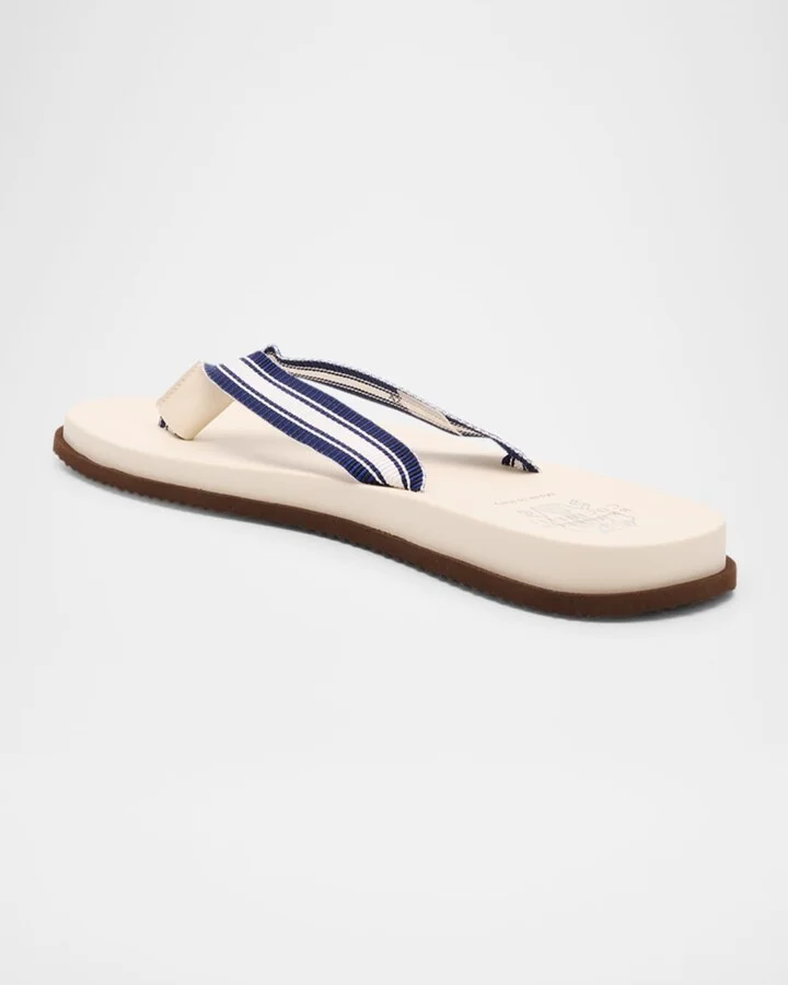 Men's Rubber Grosgrain and Leather Flip Flops - Image 2