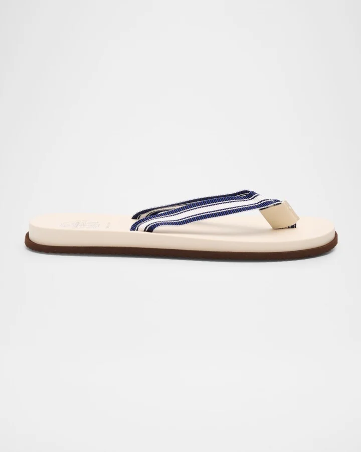 Men's Rubber Grosgrain and Leather Flip Flops