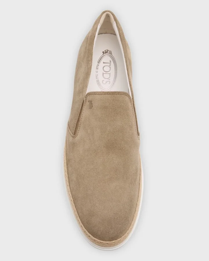 Men's Rubber Pebble-Sole Suede Espadrilles - Image 3