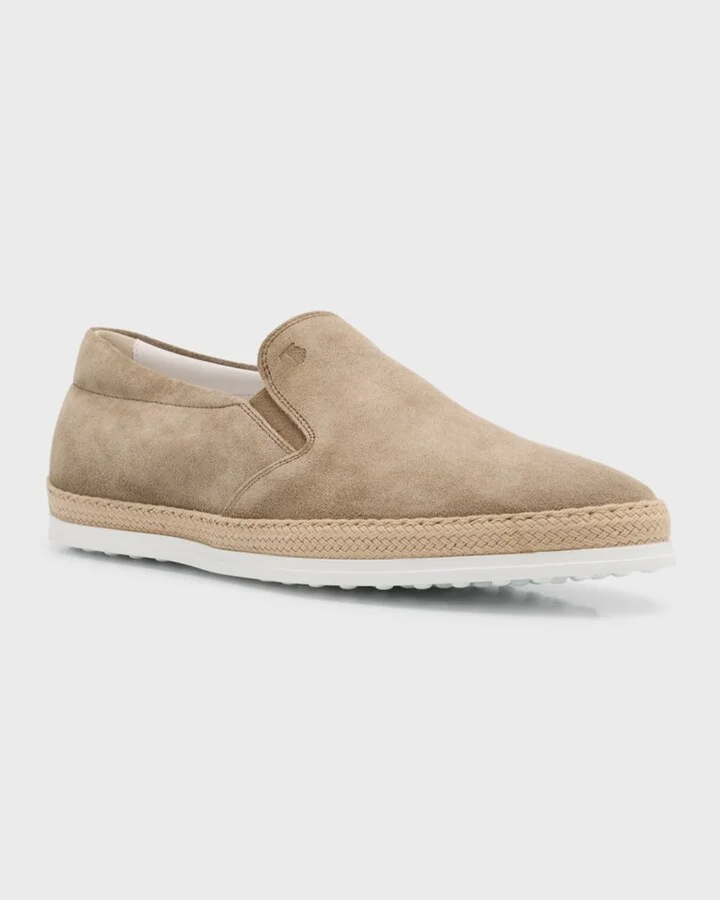 Men's Rubber Pebble-Sole Suede Espadrilles - Image 4